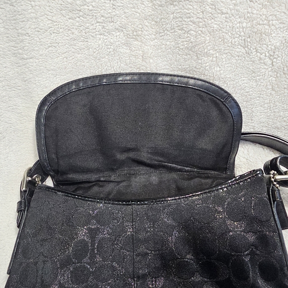 Coach Studded Lurex Black Signature Flap Duffle Crossbody Bag - Picture 11 of 14